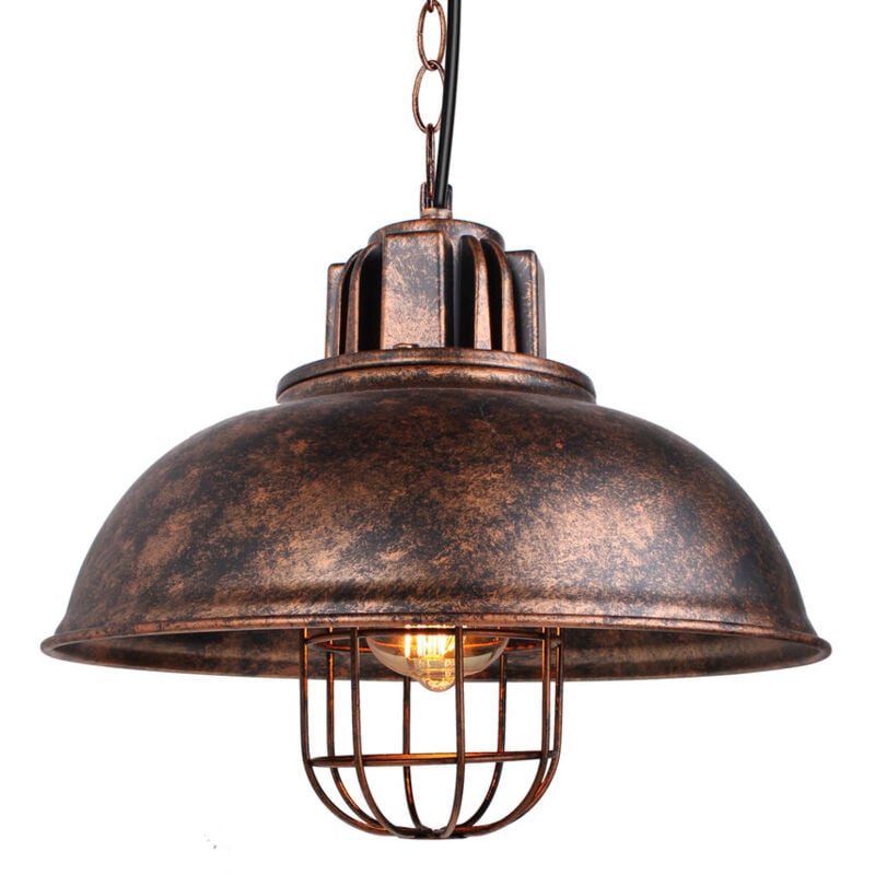 Suspension Luminaire Rétro Lampe à Suspension En Fer Métallique Plafonnier Vintage D'Intérieur Pour Café Bureau Bar Club Ø33Cm