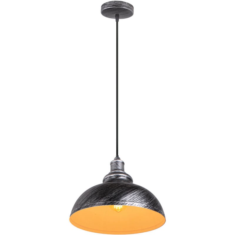 Norcks - Suspension Luminaire Rétro Vintage Douille E27 Lustre D'Intérieur Abat-Jour En Métal Pour Bar, Grange, Café, Loft, Argent