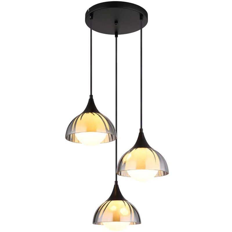 Nowa - Lampe à suspendre Lampe de salle à manger Verre fumé opale 3-flamme G9 noir Nowa - Lampe à suspendre Lampe de salle à manger Verre fumé opale 3-flamme G9 noir
