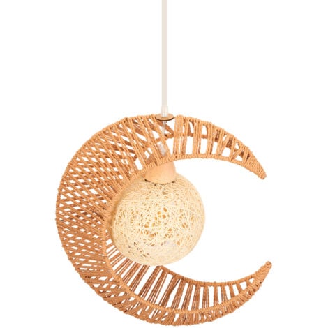 NORCKS Suspension Luminaire Tissé En Corde De Chanvre Suspension Lustre Lunaire Lustre D'Intérieur Rétro Plafonnier Moderne