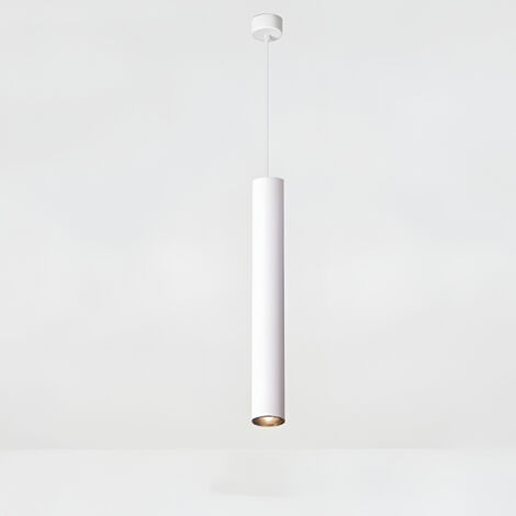 Suspension luminaire tube 15W 1500lm, lampe suspendue cylindrique moderne noir COB lumière LED, Blanc