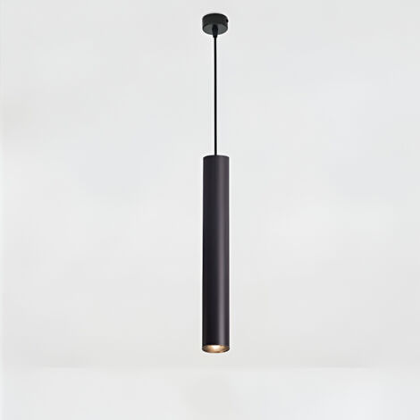 Suspension luminaire tube 15W 1500lm, lampe suspendue cylindrique moderne noir COB lumière LED, Noir