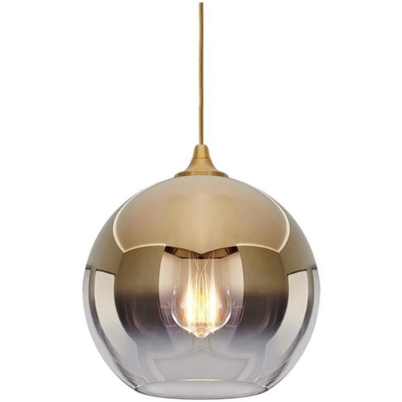 Suspension Luminaire - Verre - Boule - Finition Laiton Poli - 20CM - Style Scandinave Moderne