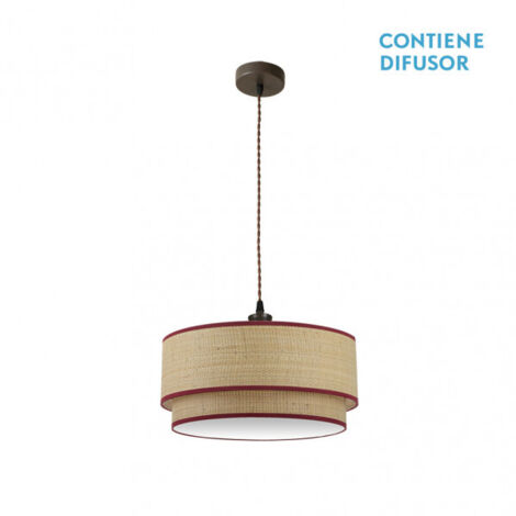 Suspension lumineuse abrila ROQUE marron 50 cm métal textile