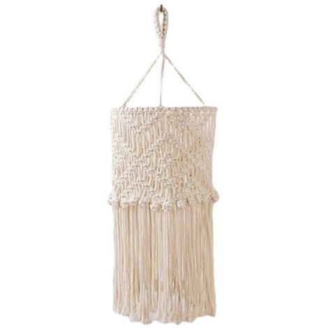 Suspension lumineuse bohème en macramé, abat-jour artisanal pour décoration moderne bureau chambre, couvre-lampe pendentif tendance.