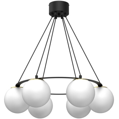 Suspension Luminex Ballo noire dorée 6 globes verre Ø62