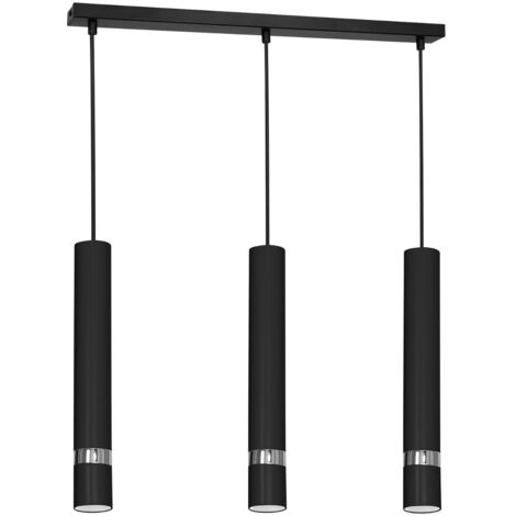 Suspension Luminex Reno noire/chrome barre 60 cm 3xGU10