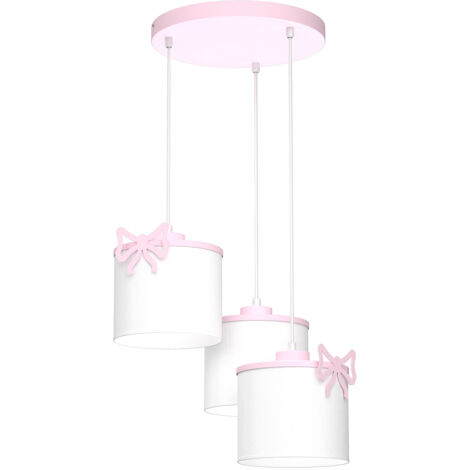 Suspension Luminex Sweet blanche 3 abat-jour roses E27