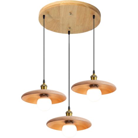 Suspension, lustre à 3 têtes avec ampoule, plafonnier vintage, lampe de chevet, lampe d'îlot, longueur de câble réglable (sans ampoule)
