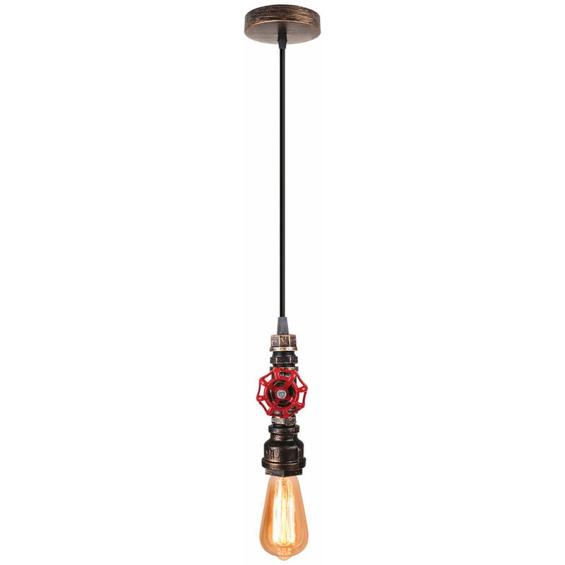 Suspension Lustre à Tube d'eau Vintage Rétro Luminaire en Métal Rouille