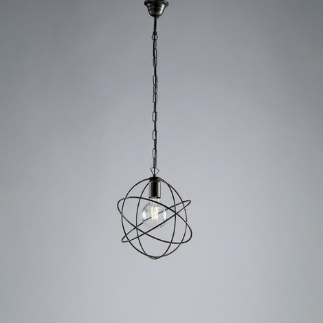 Suspension lustre en fer Noir Or une lumière 29x h32 cm