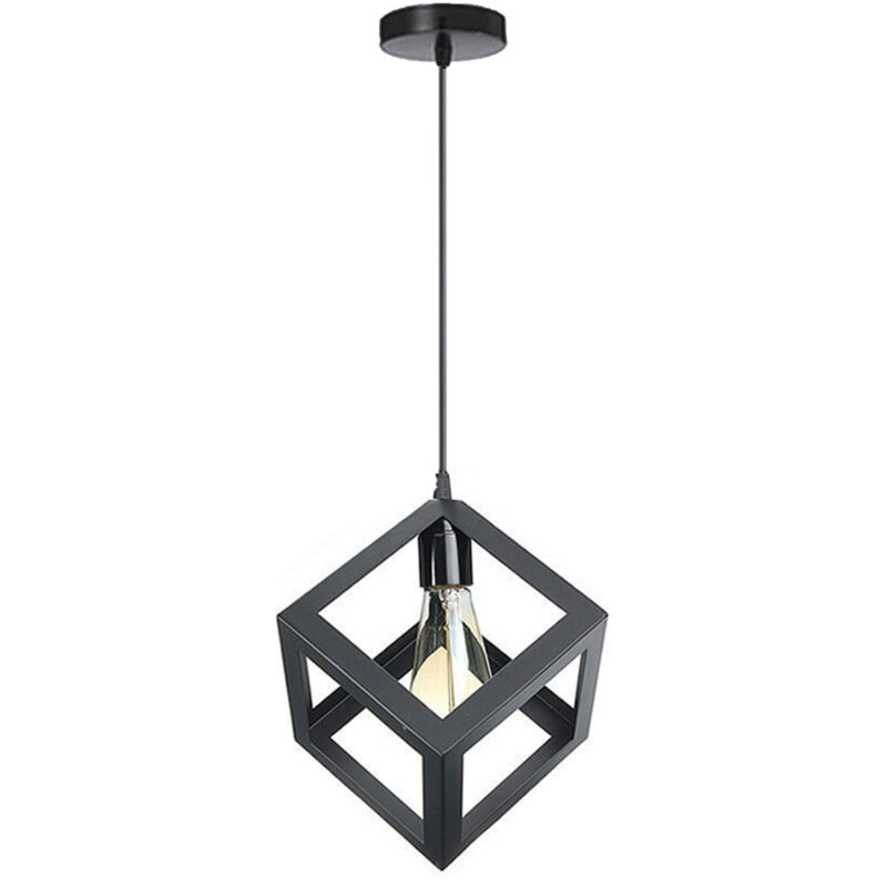 Stoex - Suspension Lustre En Forme De Cube Suspension Luminaire Moderne Plafonnier Rétro Vintage Noir