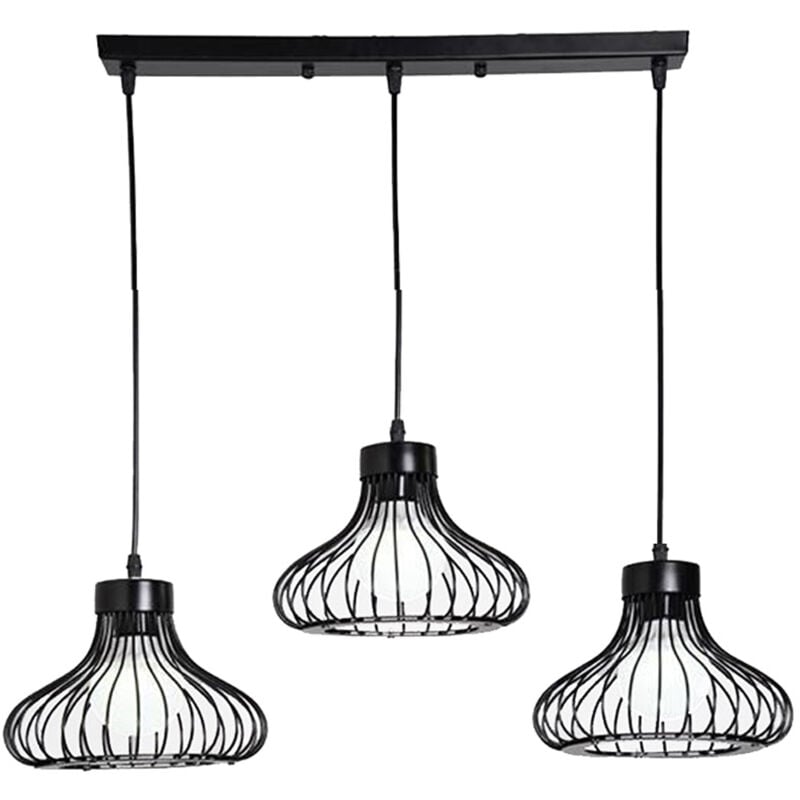 Norcks - Suspension Lustre Industrielle Noire Simple Plafonnier Vintage à 3 Lumières Lustre Rétro Créatif Pour La Décoration Intérieure