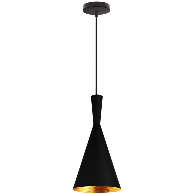 Suspension Lustre Noir et Doré 19cm x 41cm Plafonnier Vintzage Industrielle Rétro 1PCS