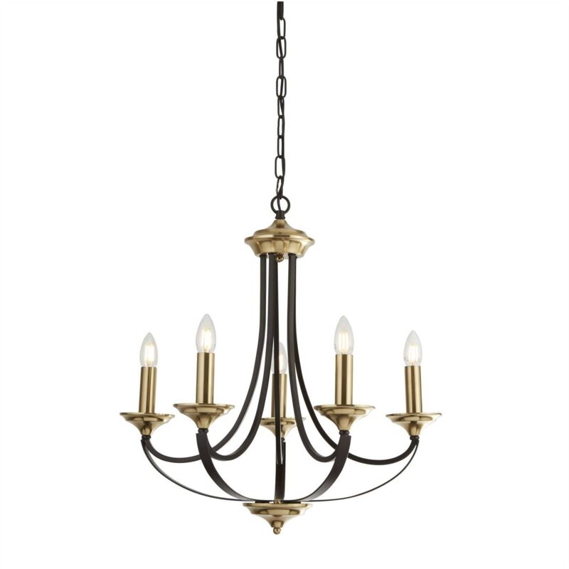 Searchlight - Lustre belfry 5L 5 branches métal Bronze fonce et marron E14 5x60w Diam 58cm Searchlight - Lustre belfry 5L 5 branches métal Bronze fonce et marron E14 5x60w Diam 58cm