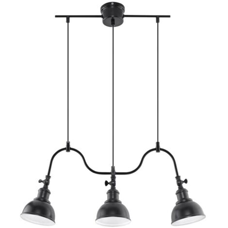 Suspension MARE 3 lumières noire E27 Sollux SL0309