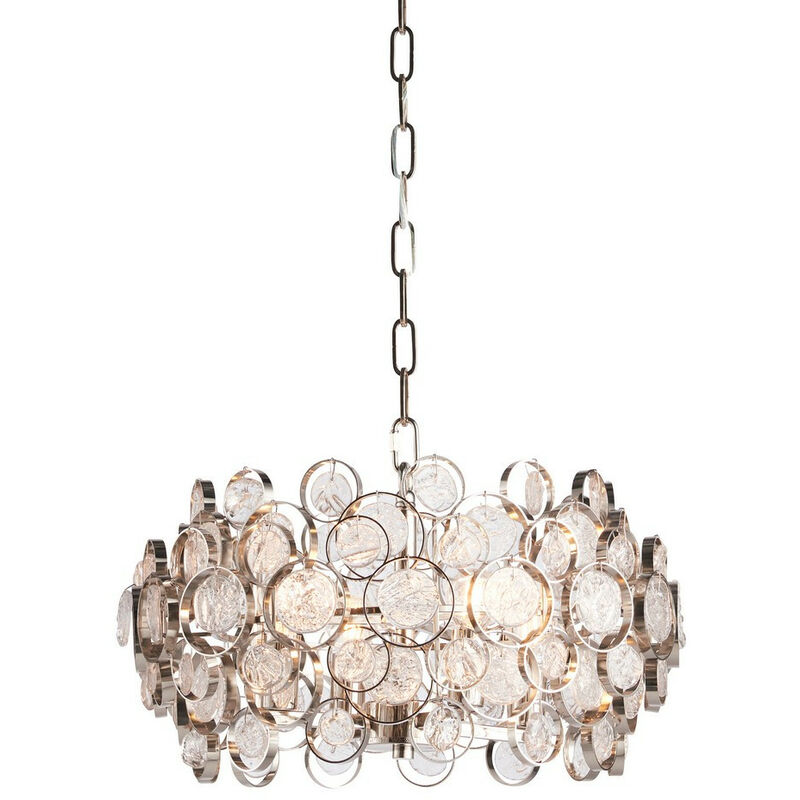 

Endon Lighting Marella - Colgante de placa de níquel brillante y vidrio transparente 4 luces regulables IP20 - E14