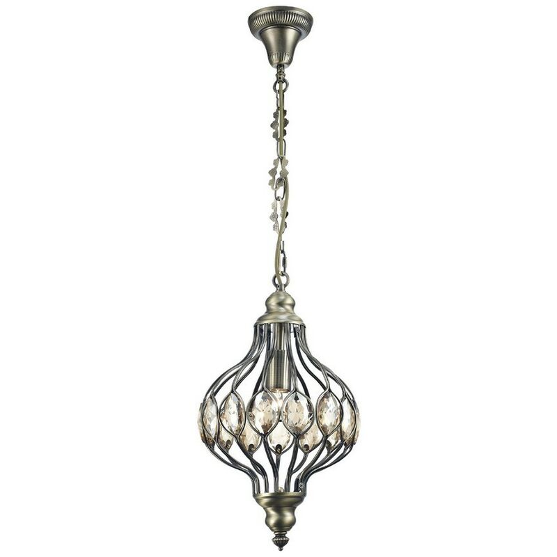 Diyas - Marisa Pendant Lamp Antique Brass 1 Bulb 62Cm