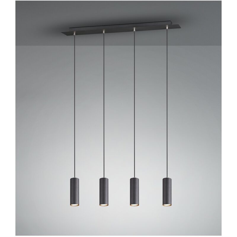 Bigbuy - Suspension Peninsula 4 Lumières Cylindres Marley Noir Trio Lighting
