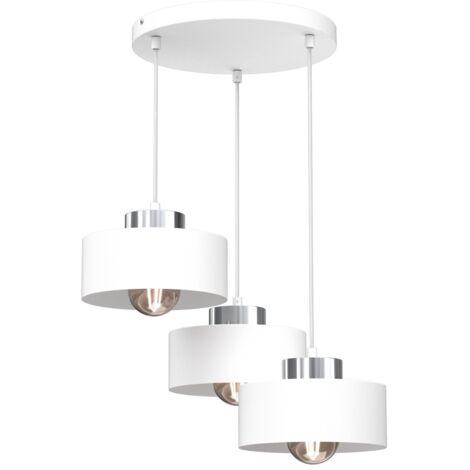 Suspension Marti blanche métal chrome Ø46 3xE27 Luminex