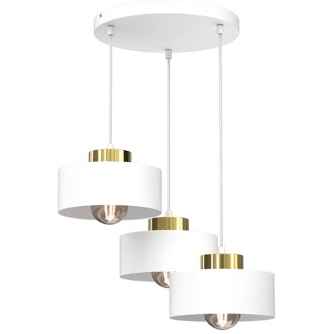 Suspension Marti métal blanche/or 3 lumières E27 Luminex