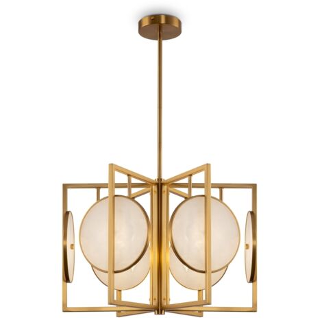 Suspension Maytoni Marmo laiton doré marbre 6xE14 Ø52
