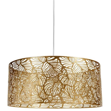 Suspension métal ajouré doré Calathéa D35 – Dimensions D. 35 cm x H. 15 cm – Douille E27 – Longueur câble 120 cm – Ostaria