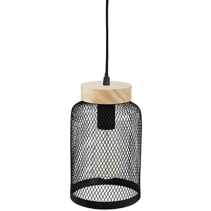 Suspension métal bois Zely noir
