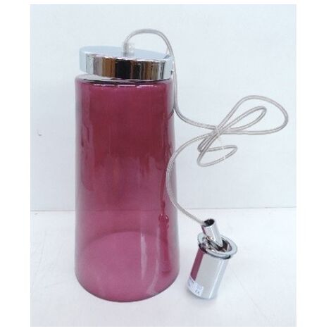 Suspension métal chromé diffuseur verre fuchsia Ø 160mm H280mm lampe E27 230V (non incl) IP20 BROWNIES TRAJECTOIRE 435483