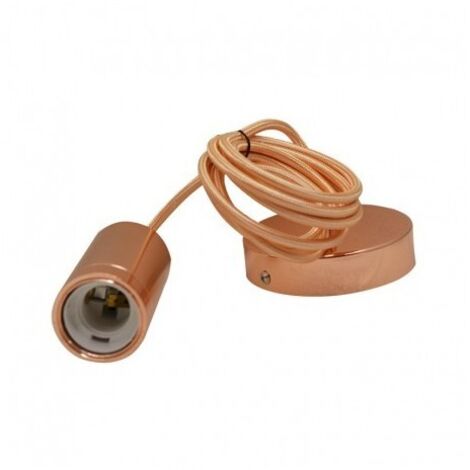 Suspension Métal Cylindrique E27 Or Rose avec câble 2m