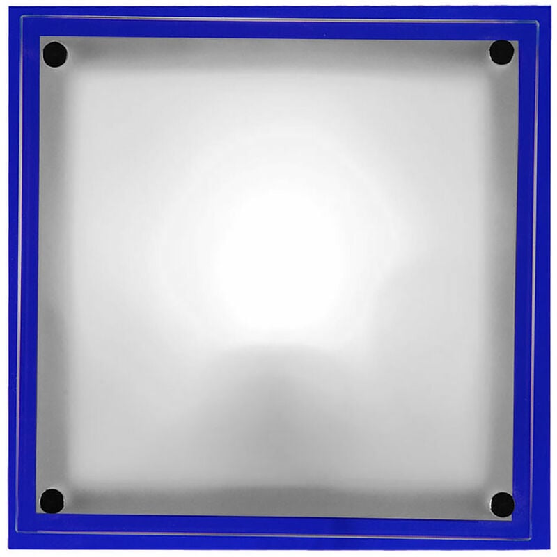 Applique en verre pour cage d'escalier, applique murale pour couloir carré, métal blanc, 1x E27, LxW 24x24 cm, Globo 48307