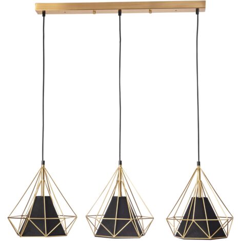 Suspension métal doré/noir 3xE27 Hira 135 cm Polux