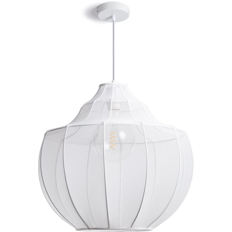 Efectoled - Suspension Métal et Tissu Ayla Blanc