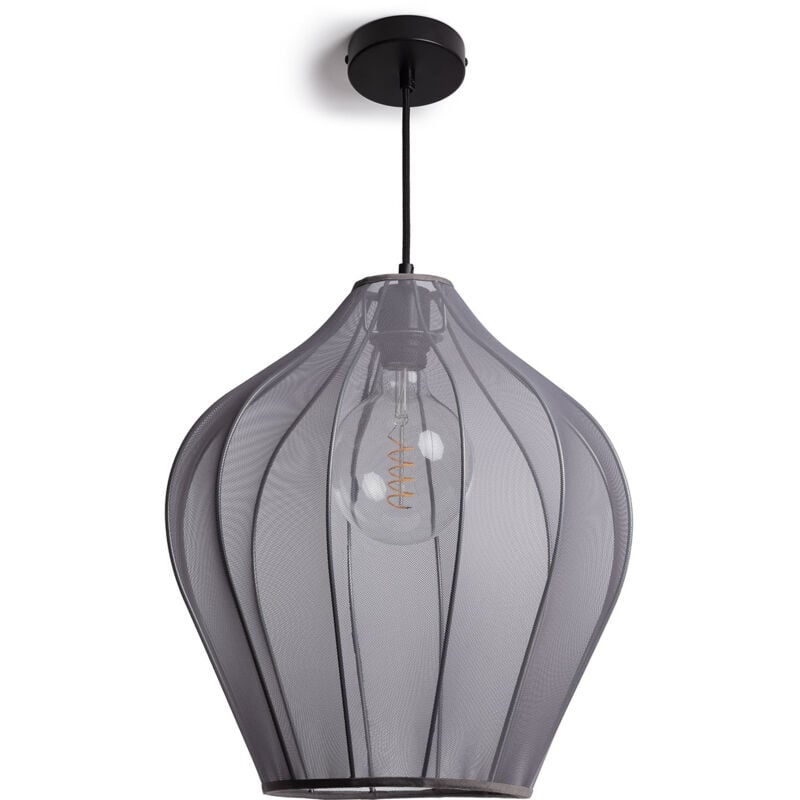 Efectoled - Suspension Métal et Tissu Ø400 mm Yara Gris Fumée