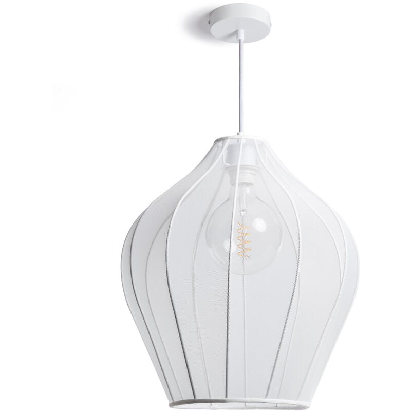 Efectoled - Suspension Métal et Tissu Ø400 mm Yara Blanc