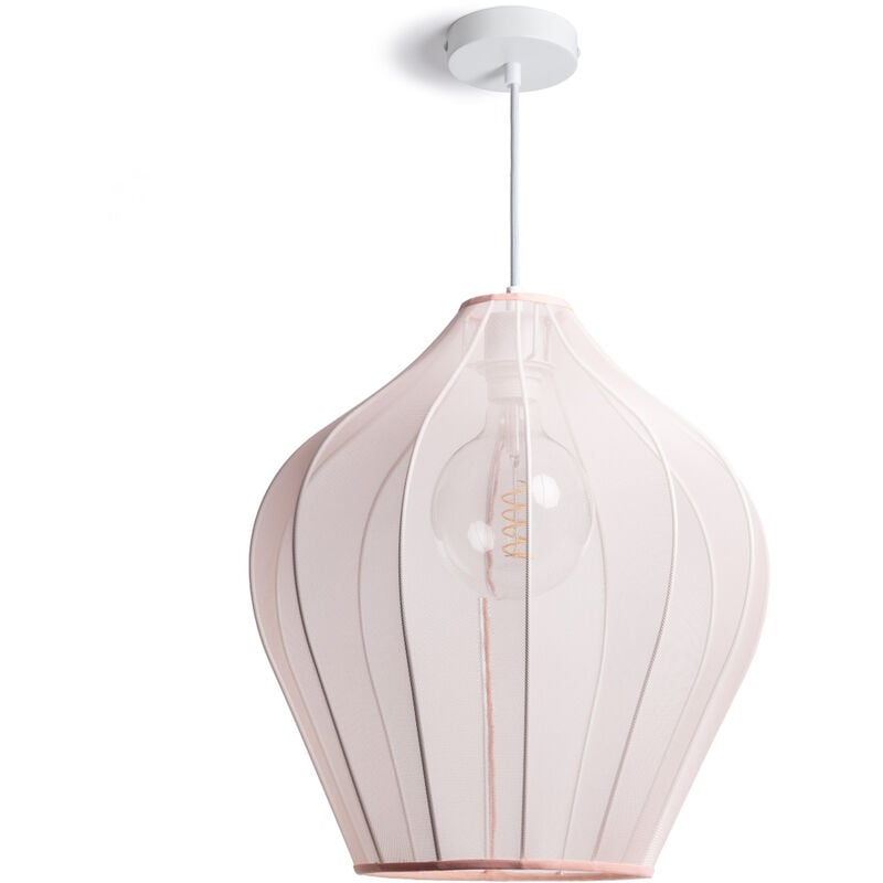 Suspension Métal et Tissu Ø400 mm Yara Rose pastel