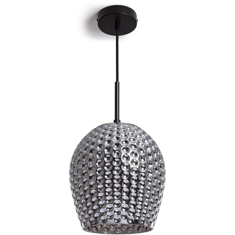 Ledkia - Suspension Métal et Verre Bernie Gris Fumée