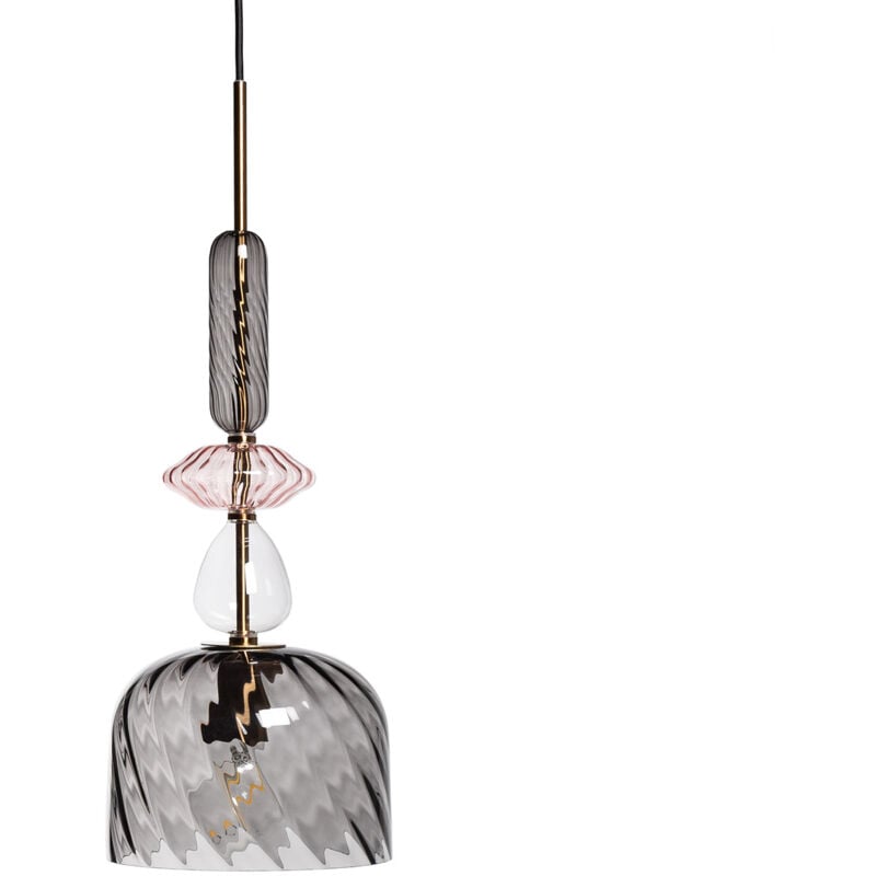 Suspension Métal et Verre Caheli Gris Fumée