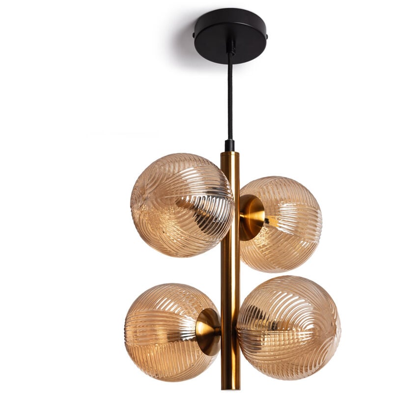 Ledkia - Suspension Métal et Verre Dayla Ambre