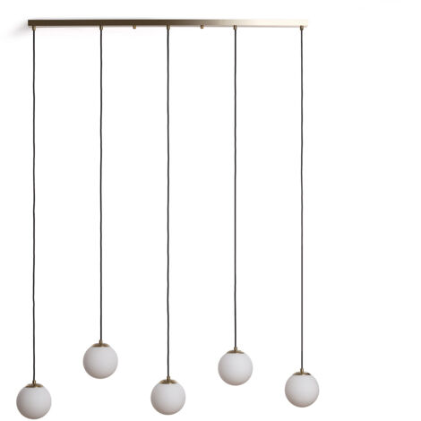 Suspension Métal et Verre Moonlight Brass 5 Spots Doré