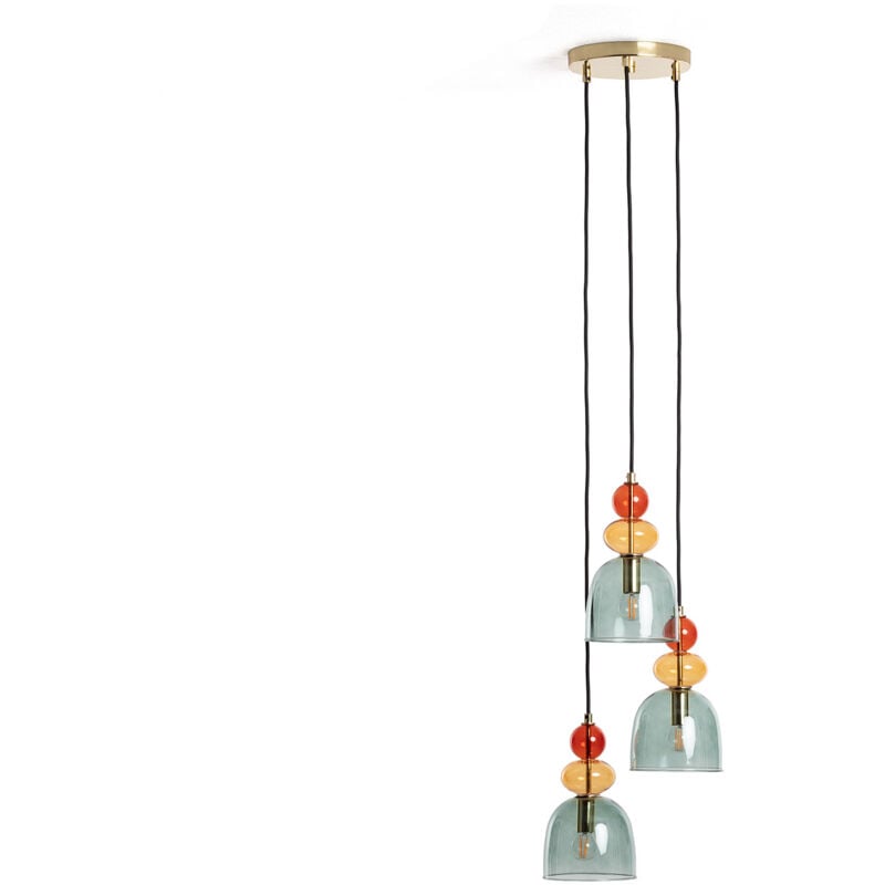 Ledkia - Suspension Métal et Verre Tri Baudelaire Vert