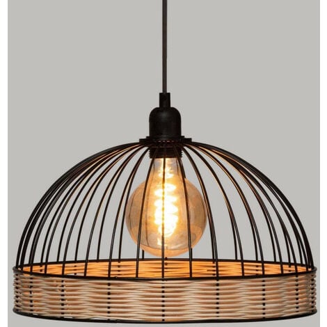 ATMOSPHERA Suspension métal filaire rotin "Suwa" - Noir - D 35 cm - Livraison gratuite