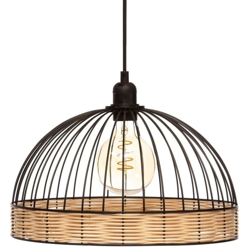 Suspension métal filaire rotin Suwa noir D35