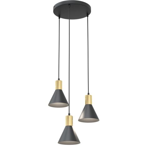 Suspension métal loft ROSA noir/or 3xE27 15W Emibig