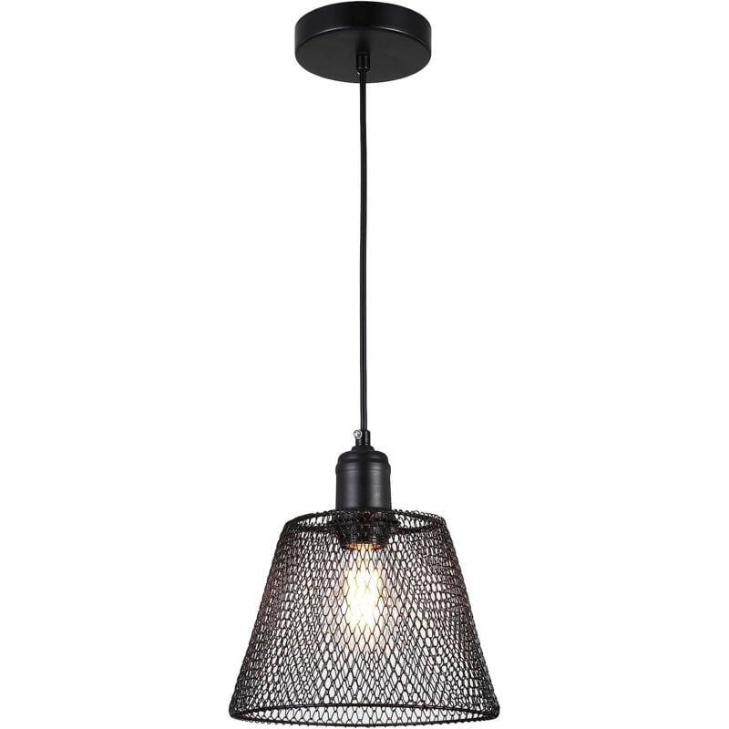 Suspension luminaire Noire Diamètre 210mm douille E27 avec Câble 1,1m Suspensions d'éclairage intérieur idéale lustre