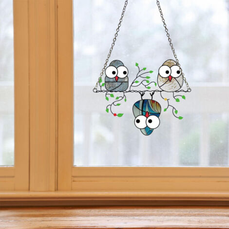 Suspension métal Owl 1x Décoratif Fenêtre Jardin PC 18x14cm Multicolore