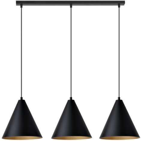 Suspension métal Rebel noir/or réglable 3xE27 Emibig