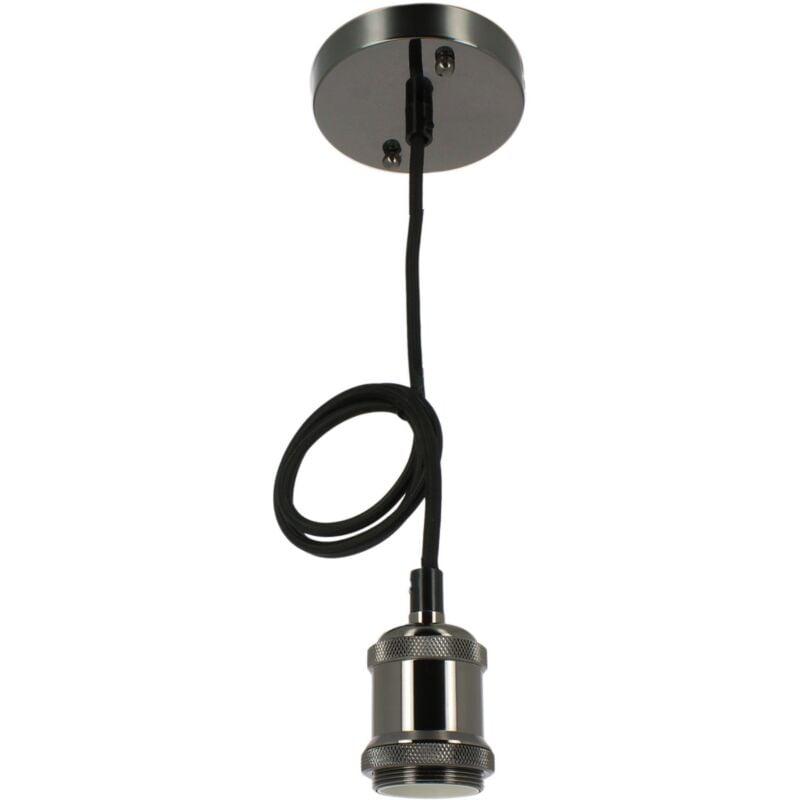 

Suspensión metálica negra E27 RETRO CHIC textil cable