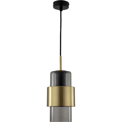 Suspension Miele longue fumée/or E27 Ø13cm Light Prestige