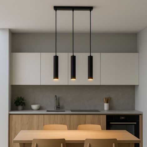 BARCELONA LED Suspension minimaliste 3 tubes « Bila 3 » - GU10 - Noir